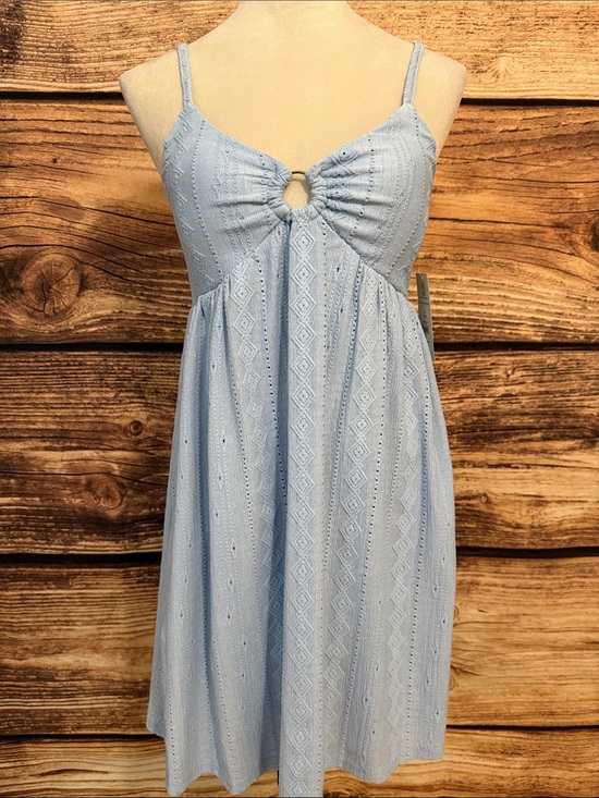 No Boundaries Dresses & Skirts - No Boundaries Light Blue Eyelet Mini Dress with Front Ring